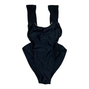 Gideon Oberson Black Gold Trim One Piece Swimsuit 6